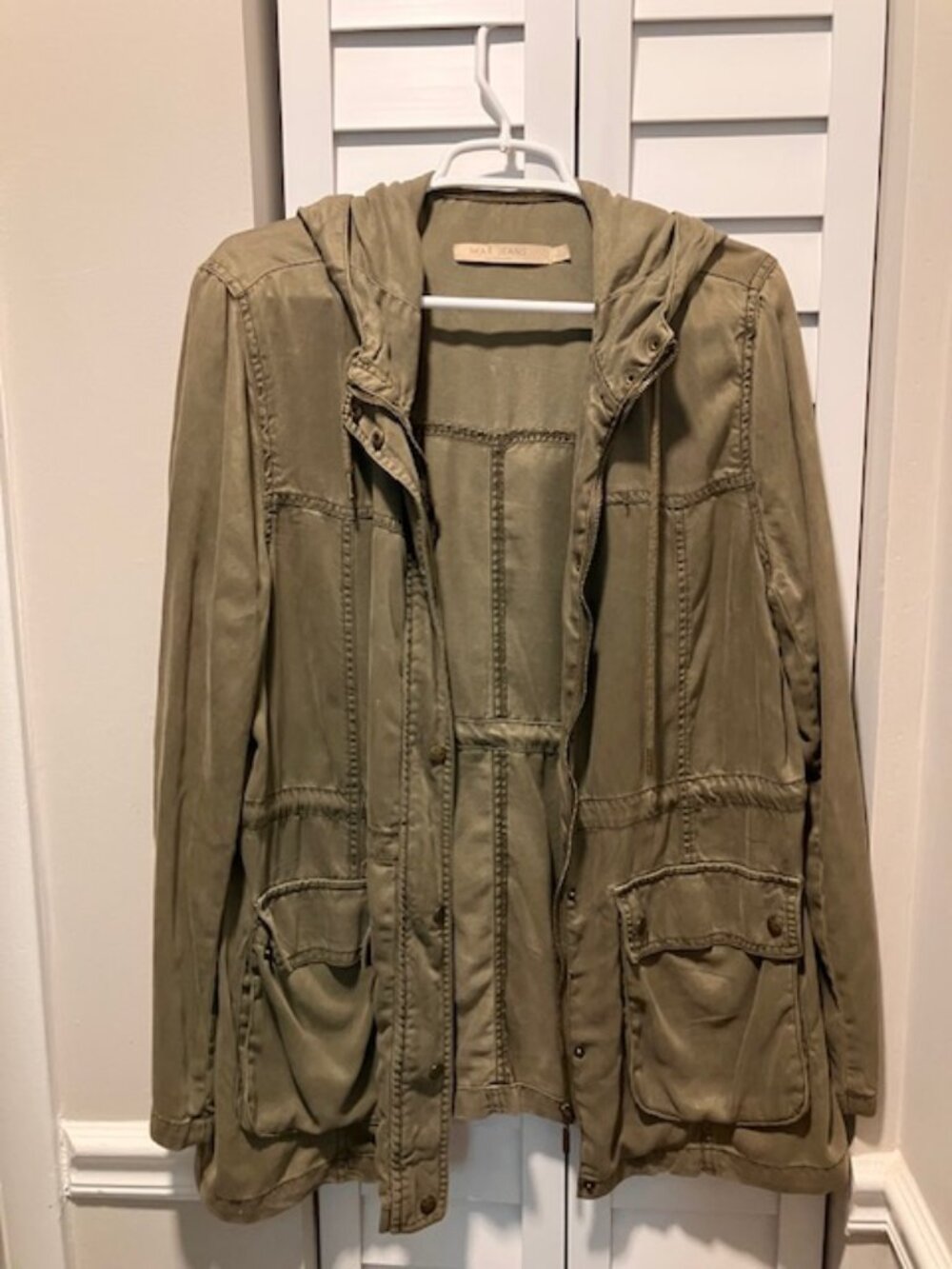 Women's Max Jeans Olive Green Hooded Utility Jacket Size L